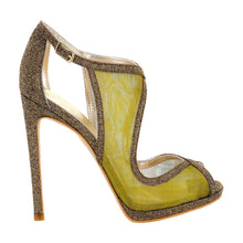 BETULLE Gold Glitter Metal Tulle High Heel Handmade Sandal | Zerga Shoes