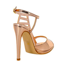 BETUSH Rose Gold Metallic Mirror High Heel Wedding Bridal Prom Sandal | Zerga Shoes