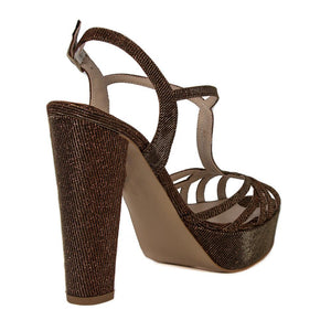 ANKA Bronze Gold Open Toe Women's Platform High Heel Handmade Sandal | Zerga Shoes