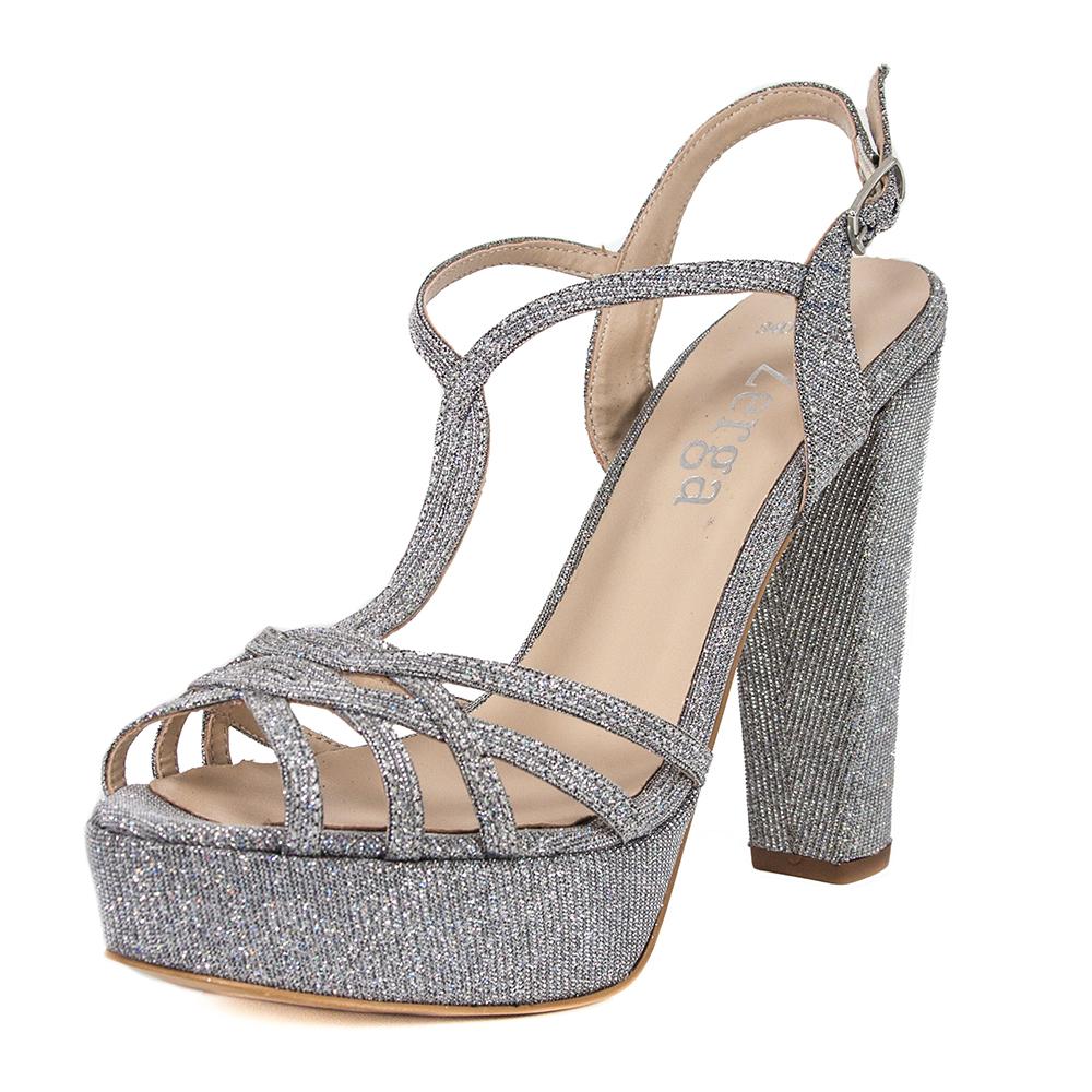 ANKA Silver Diamond Open Toe Platform High Heel Handmade Sandal | Zerga Shoes