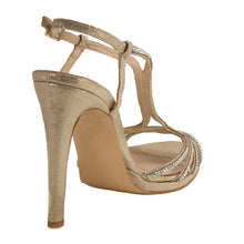BUSE Gold Glitter Crystal Rhinestone Open Toe High Heel Sandal | Zerga Shoes
