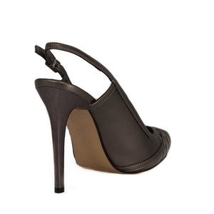 CUNDA Anthracite Matte High Heel Point Toe Handmade Sandal | Zerga Shoes
