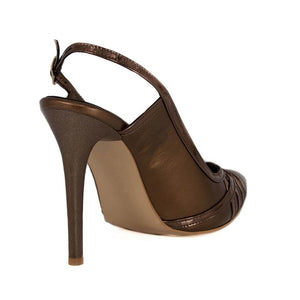 CUNDA Bronze Matte Metallic Mirror High Heel Point Toe Handmade Sandal | Zerga Shoes