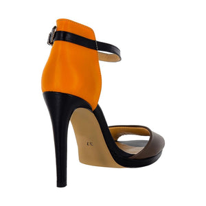 Deva Multi Color Black Orange Brown Sandal (Back View)