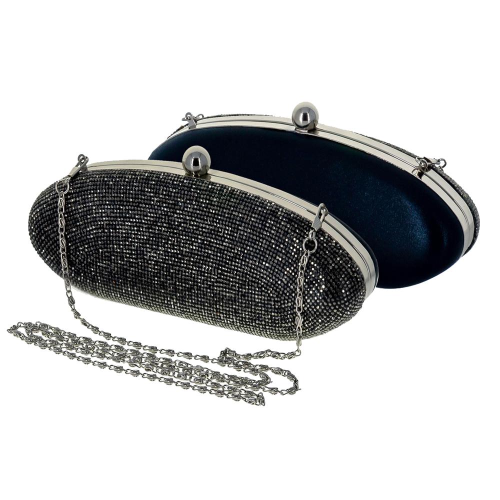 Elip Black Rhinestone Clutch