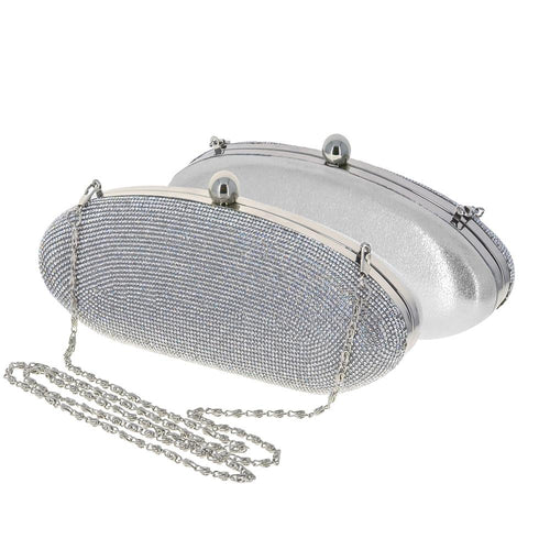 Elip Silver Rhinestone Clutch