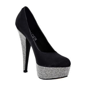 Hedla Black Sateen Rhinestone Shoes (Right View)