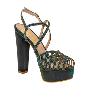 Keri Emerald Green Gold Sandal (Right View)
