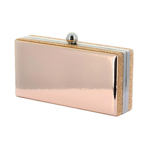 Lasi Rose Gold Mirror Rhinestone Clutch