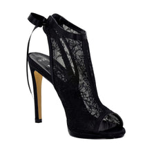 Letto Black Lace Sateen Sandal (Right View)