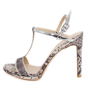 Murr Silver Snake Skin Mirror Sandal (Side View)