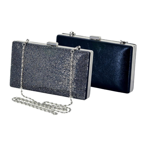 Nura Black Rhinestone Clutch