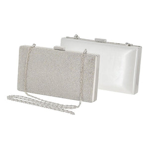 Nura Pearl White Rhinestone Clutch