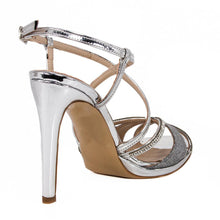 SADE Silver Metallic Mirror Rhinestone Sandal (Back View)