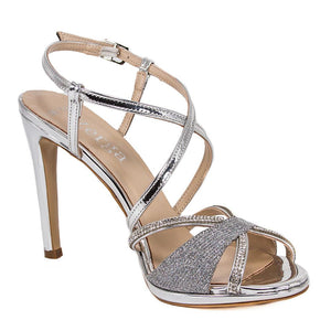 SADE Silver Metallic Mirror Rhinestone Sandal (Right View)
