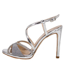 SADE Silver Metallic Mirror Rhinestone Sandal (Side View)