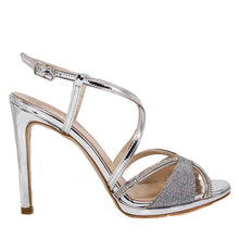 SADE Silver Metallic Mirror Rhinestone Sandal (Side View)