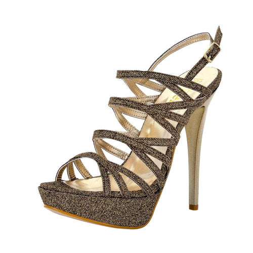 Selosh Gold Glitter Sandal (Left View)