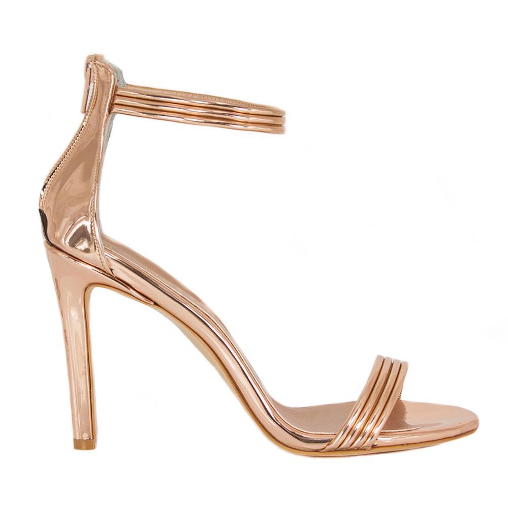 SUSU Rose Gold Metallic Mirror Women s High Heels Strappy Handmade Sandal Shoes Zerga Shoes
