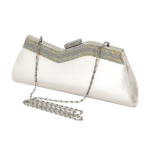 Ziga Pearl White Rhinestone Clutch