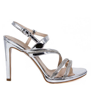 ZOLA Silver Metallic Mirror Rhinestone Sandal (Side View)